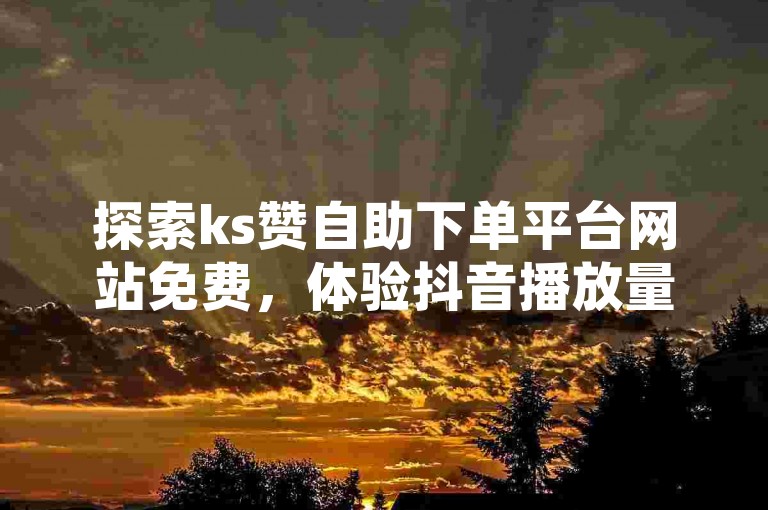 探索ks赞自助下单平台网站免费，体验抖音播放量瞬间提升的快感。