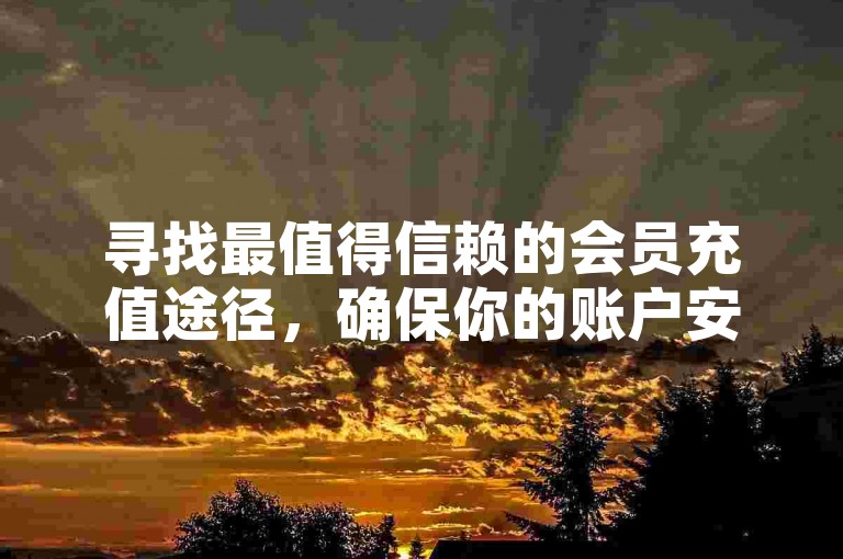 寻找最值得信赖的会员充值途径，确保你的账户安全无忧。