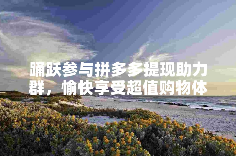 踊跃参与拼多多提现助力群，愉快享受超值购物体验。