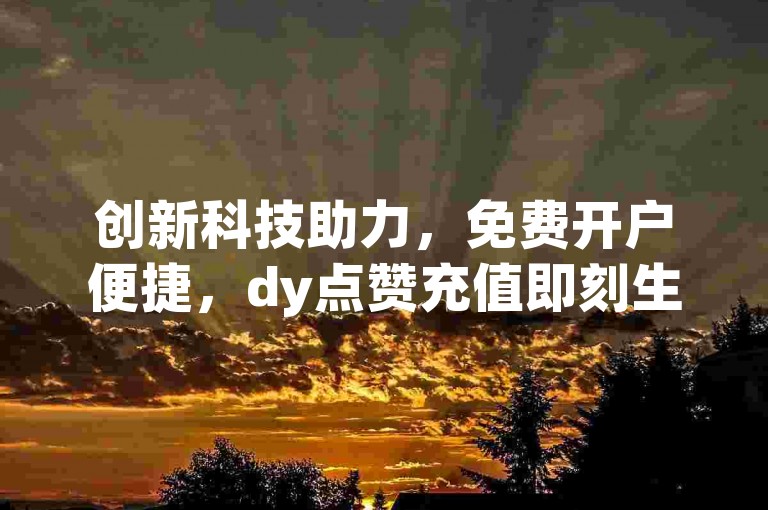 创新科技助力，免费开户便捷，dy点赞充值即刻生效。