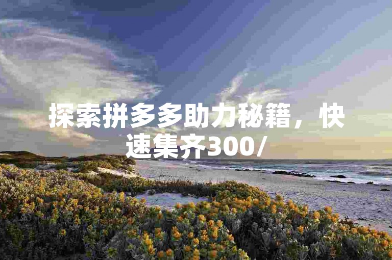 探索拼多多助力秘籍，快速集齐300/500助力的高效方法！
