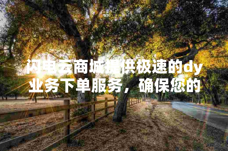 闪电云商城提供极速的dy业务下单服务，确保您的购物流程快捷又便利！