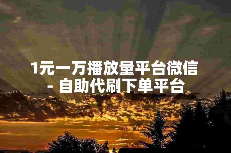 1元一万播放量平台微信 - 自助代刷下单平台
