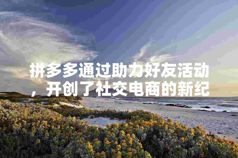 拼多多通过助力好友活动，开创了社交电商的新纪元。