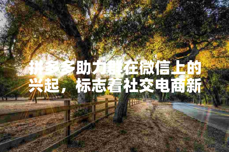 拼多多助力群在微信上的兴起，标志着社交电商新时代的到来。