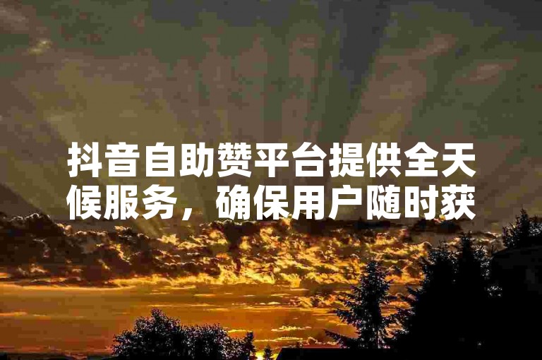 抖音自助赞平台提供全天候服务，确保用户随时获得支持。