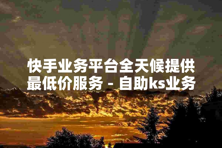 快手业务平台全天候提供最低价服务 - 自助ks业务平台，随时自助下单。