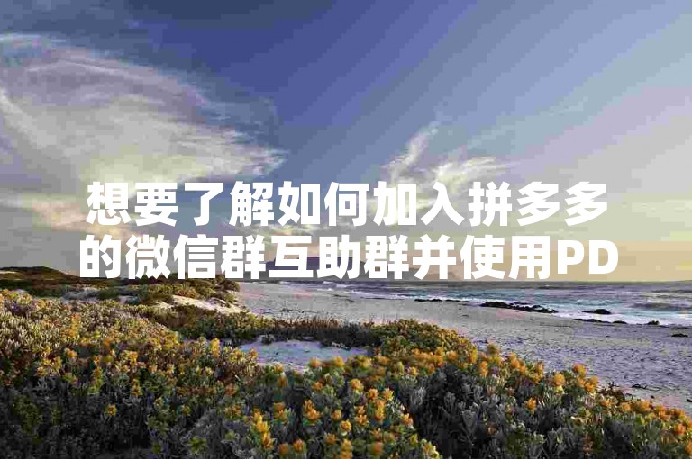 想要了解如何加入拼多多的微信群互助群并使用PDD砍价软件吗？
