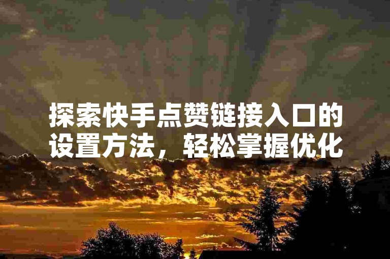 探索快手点赞链接入口的设置方法，轻松掌握优化技巧，让操作变得简便快捷。
