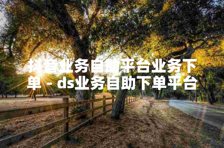 抖音业务自助平台业务下单 - ds业务自助下单平台下载
