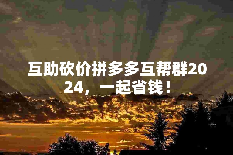 互助砍价拼多多互帮群2024，一起省钱！