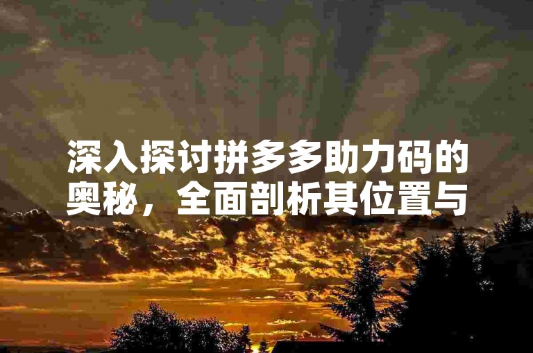深入探讨拼多多助力码的奥秘，全面剖析其位置与功能。
