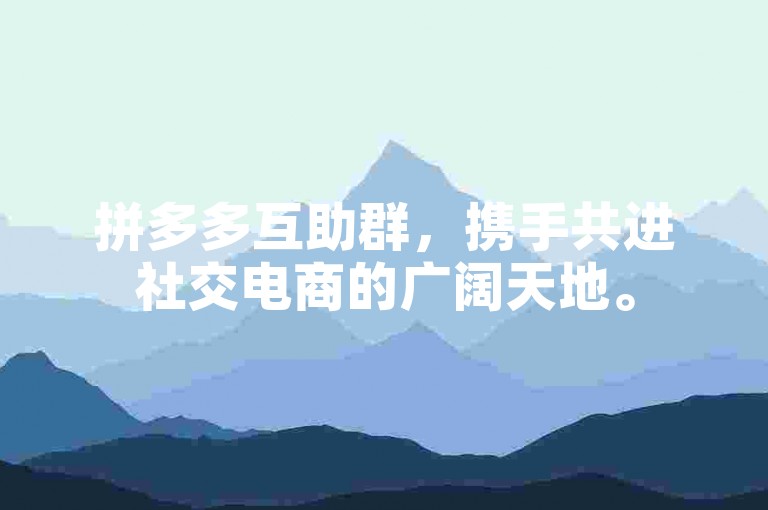 拼多多互助群，携手共进社交电商的广阔天地。