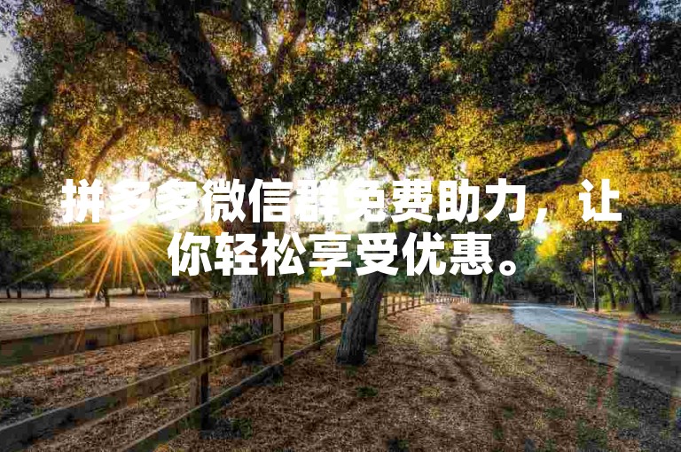 拼多多微信群免费助力，让你轻松享受优惠。