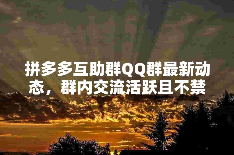 拼多多互助群QQ群最新动态，群内交流活跃且不禁言。