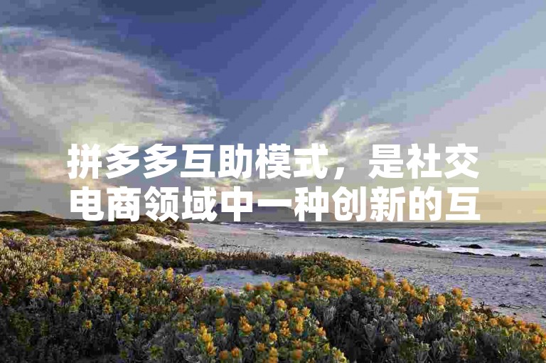 拼多多互助模式，是社交电商领域中一种创新的互动方式。