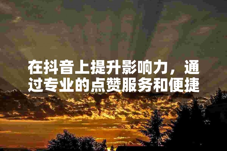 在抖音上提升影响力，通过专业的点赞服务和便捷的微信支付方式，轻松增加视频热度。
