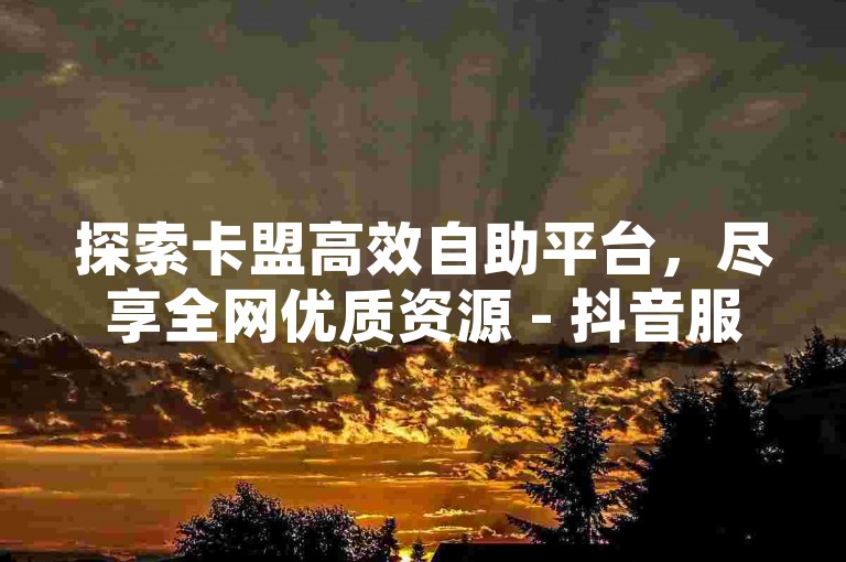 探索卡盟高效自助平台，尽享全网优质资源 - 抖音服务一键订购 - QQ空间访客激增秘籍。