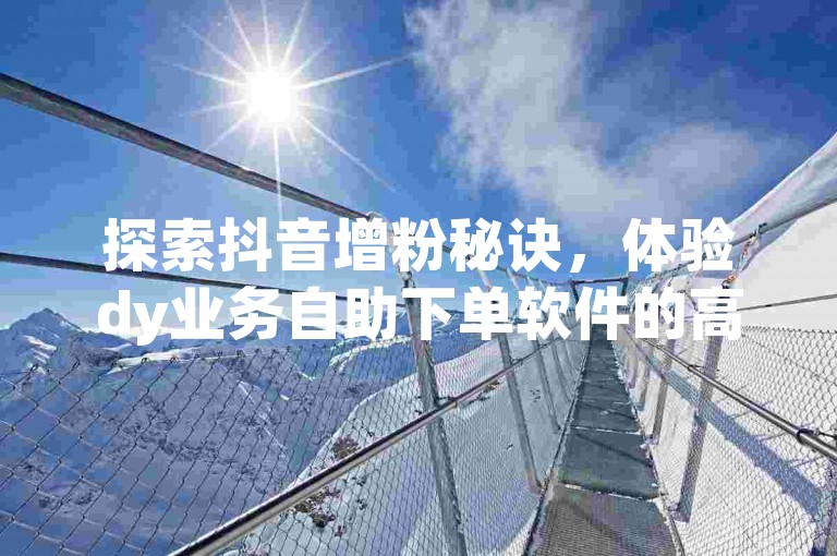 探索抖音增粉秘诀，体验dy业务自助下单软件的高效与便捷。