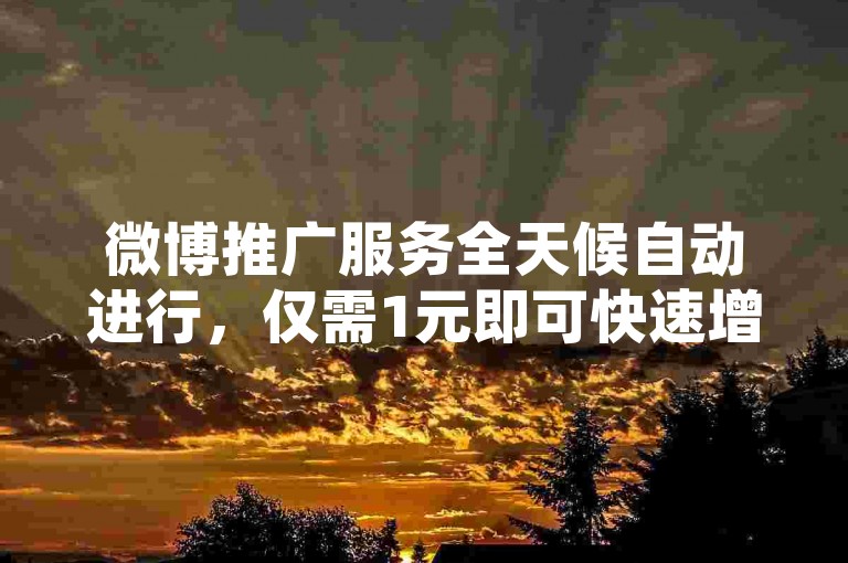 微博推广服务全天候自动进行，仅需1元即可快速增加1000名粉丝。