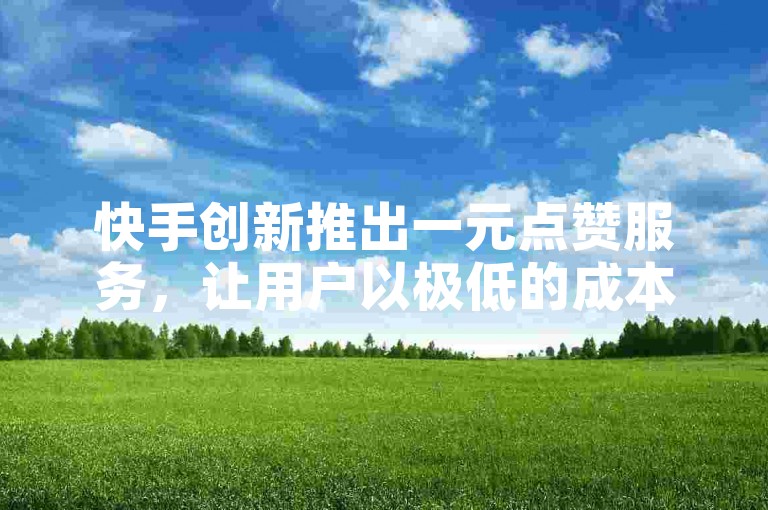 快手创新推出一元点赞服务，让用户以极低的成本迅速积累点赞数，有效提升内容的可见度和参与度。