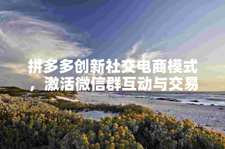 拼多多创新社交电商模式，激活微信群互动与交易潜力。