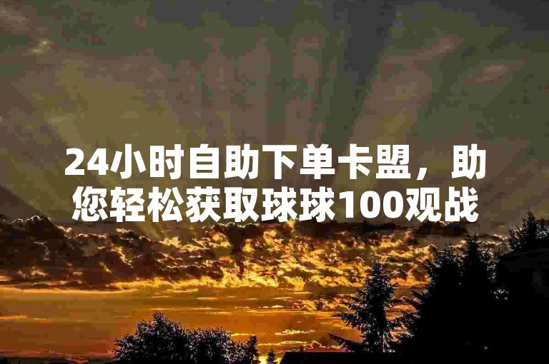 24小时自助下单卡盟，助您轻松获取球球100观战包，快速上热门。