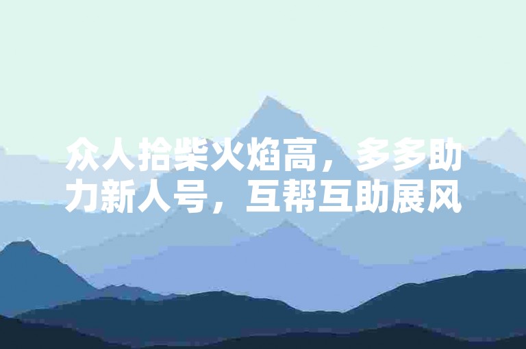 众人拾柴火焰高，多多助力新人号，互帮互助展风采，自己贡献不张扬。