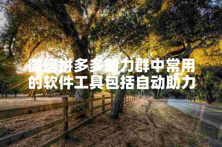 微信拼多多助力群中常用的软件工具包括自动助力机器人、批量邀请好友工具以及积分兑换加速器等。