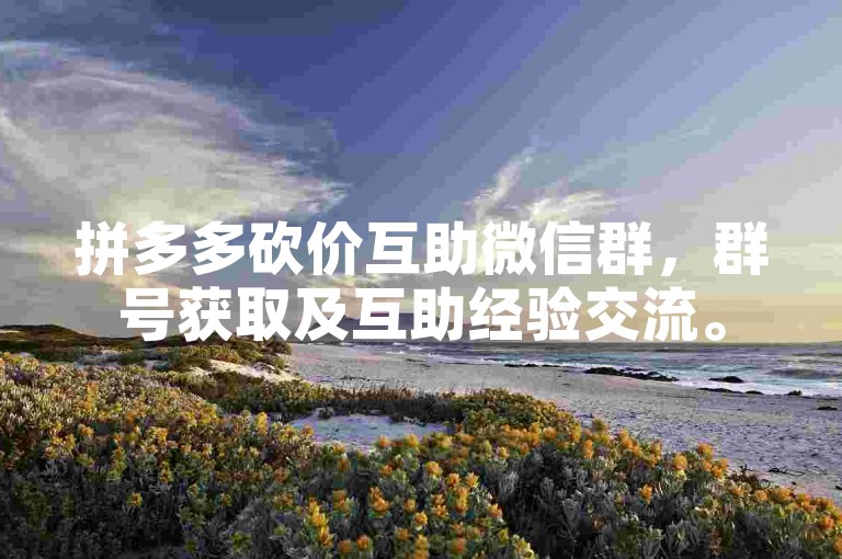 拼多多砍价互助微信群，群号获取及互助经验交流。