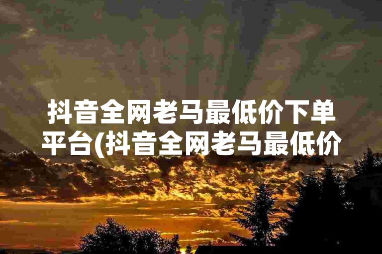 抖音全网老马最低价下单平台(抖音全网老马最低价下单平台是哪个)