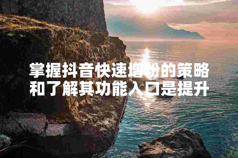 掌握抖音快速增粉的策略和了解其功能入口是提升影响力的关键步骤。