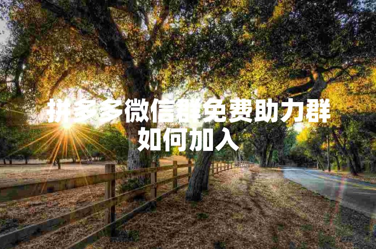 拼多多微信群免费助力群如何加入