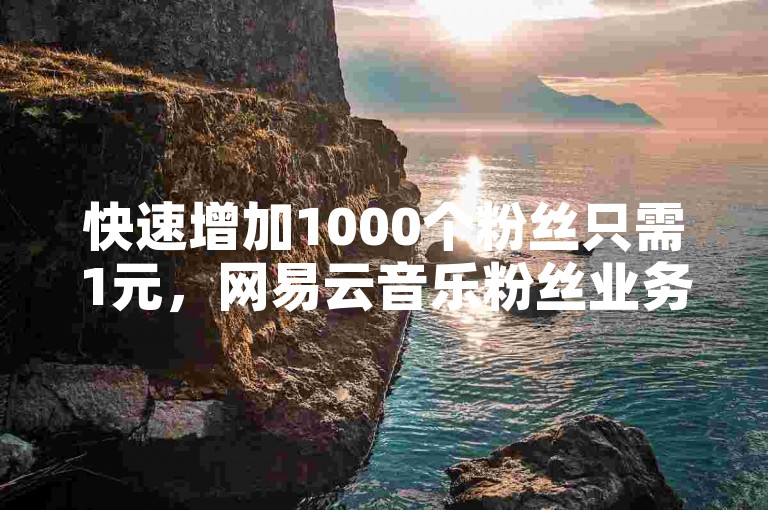 快速增加1000个粉丝只需1元，网易云音乐粉丝业务平台提供超值的加粉服务。