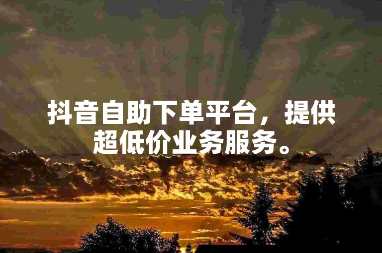 抖音自助下单平台，提供超低价业务服务。