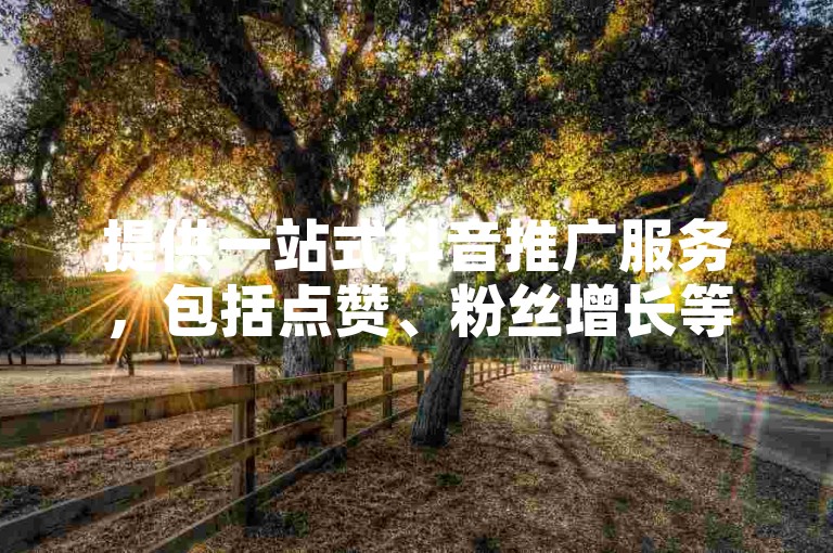 提供一站式抖音推广服务，包括点赞、粉丝增长等业务，助力您的账号快速成长。