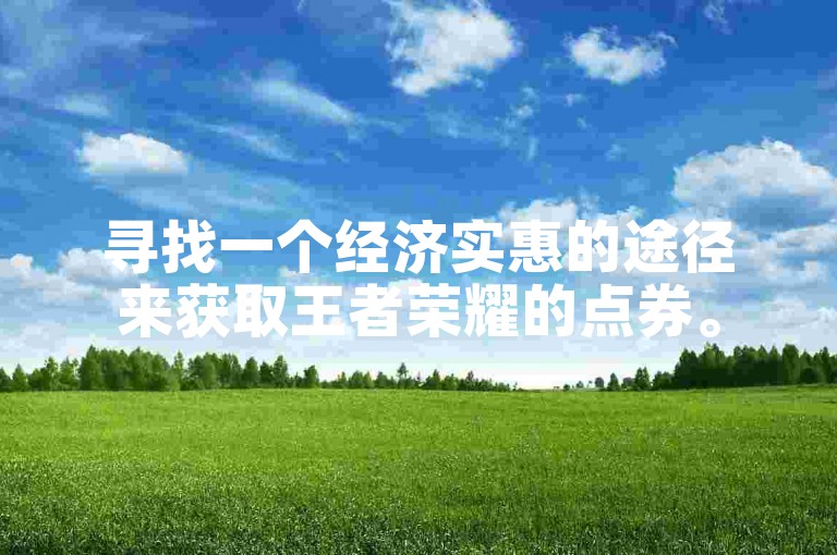 寻找一个经济实惠的途径来获取王者荣耀的点券。