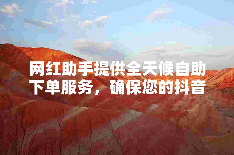 网红助手提供全天候自助下单服务，确保您的抖音订单秒速处理并即时到账。