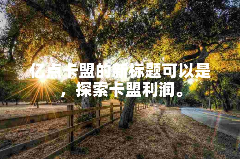 亿点卡盟的新标题可以是，探索卡盟利润。