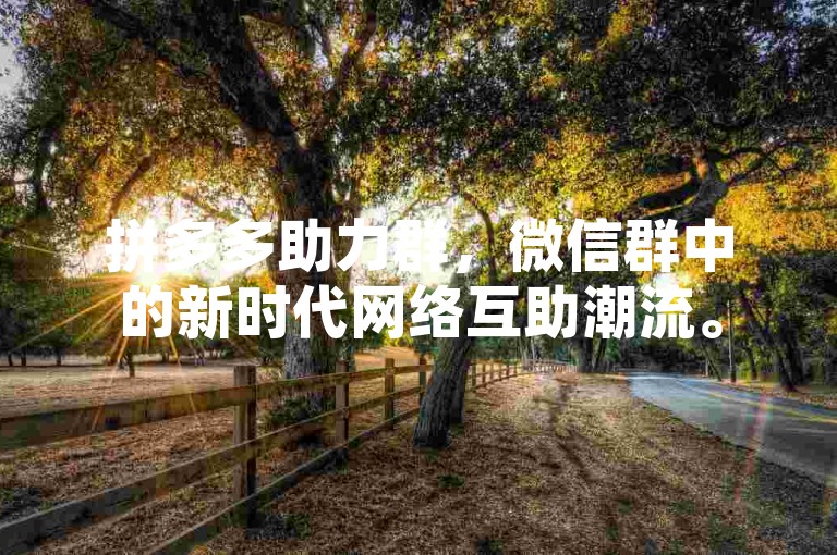 拼多多助力群，微信群中的新时代网络互助潮流。