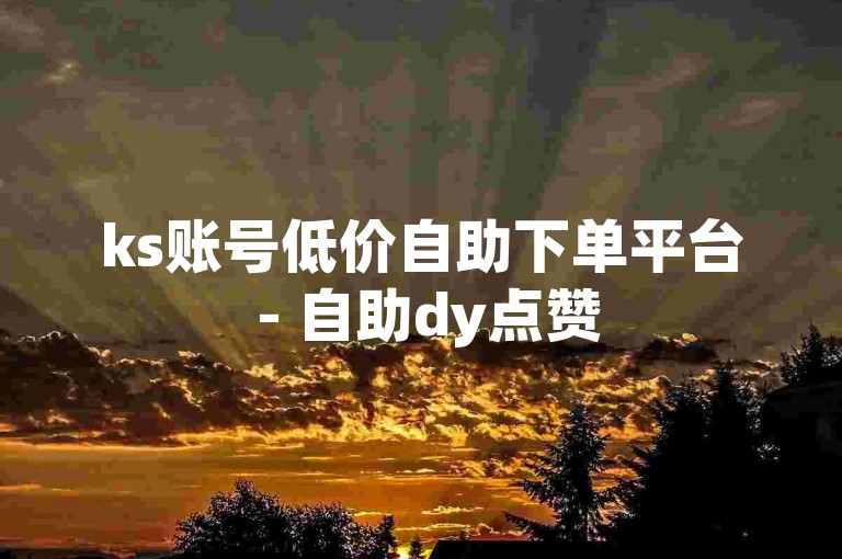 ks账号低价自助下单平台 - 自助dy点赞
