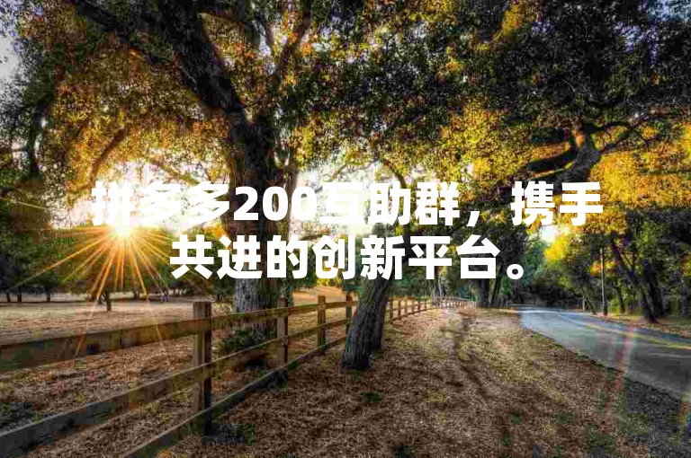 拼多多200互助群，携手共进的创新平台。