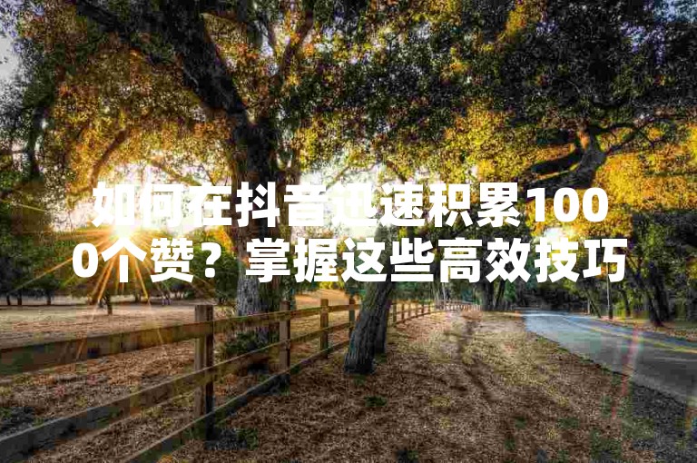 如何在抖音迅速积累1000个赞？掌握这些高效技巧，助你快速实现愿望！