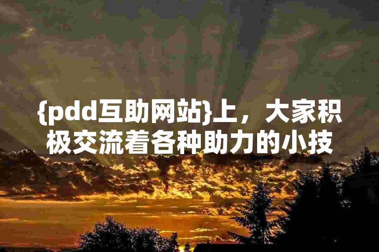 {pdd互助网站}上，大家积极交流着各种助力的小技巧和心得。