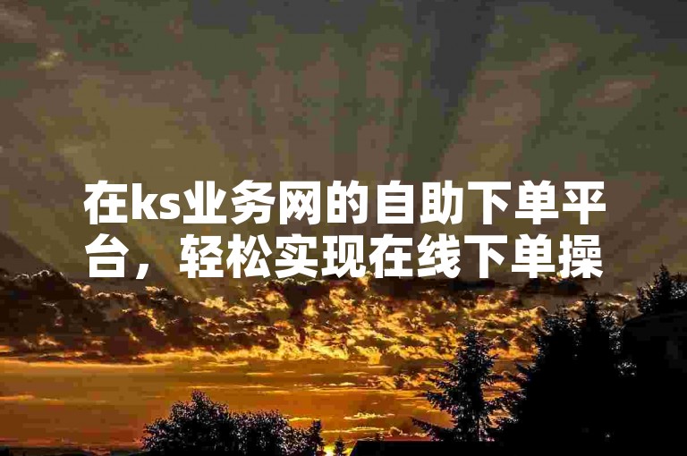 在ks业务网的自助下单平台，轻松实现在线下单操作。