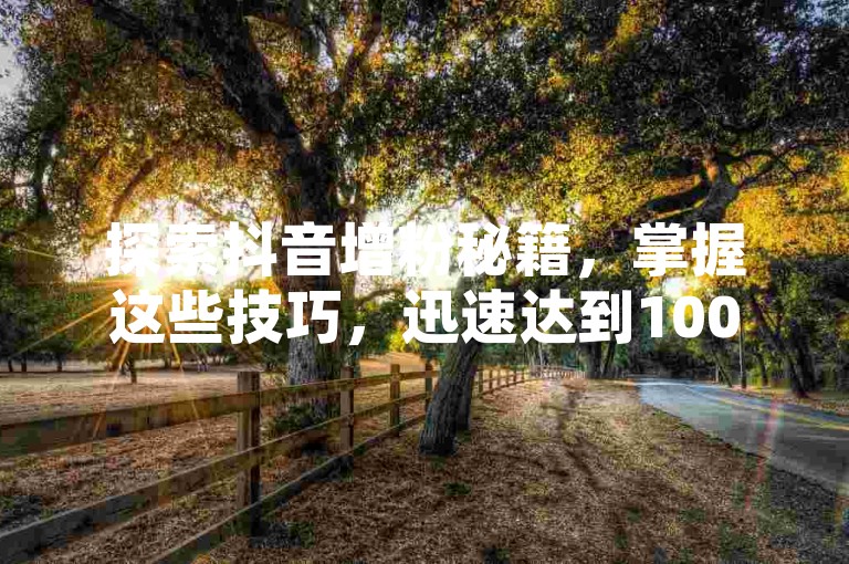 探索抖音增粉秘籍，掌握这些技巧，迅速达到1000粉丝里程碑！2024年必备知识。