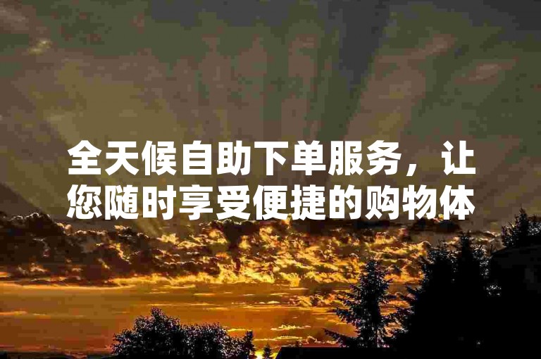 全天候自助下单服务，让您随时享受便捷的购物体验（24小时业务自助下单平台dy）。