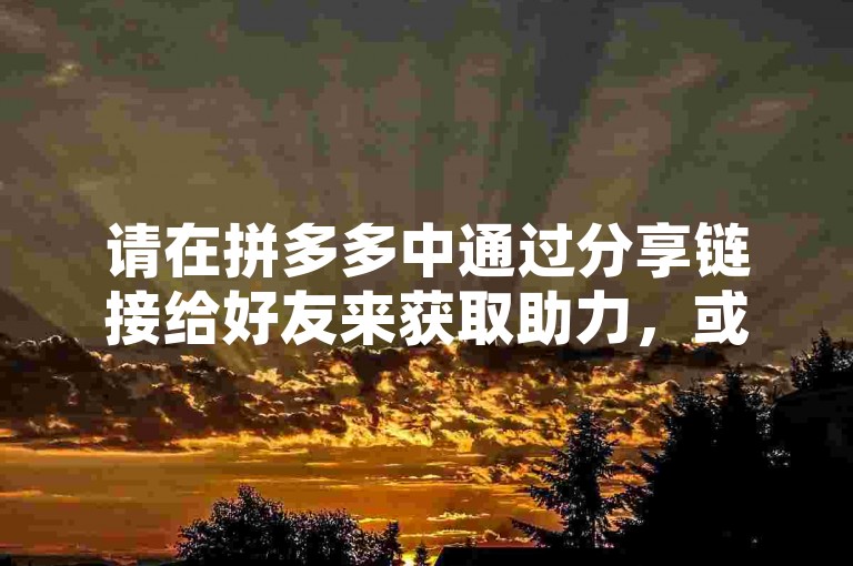 请在拼多多中通过分享链接给好友来获取助力，或访问多多助力网站寻求更多帮助。