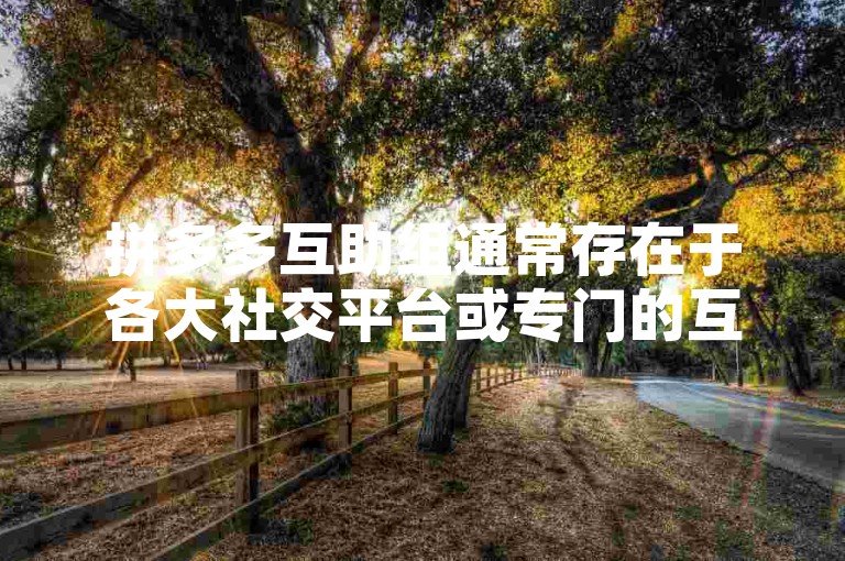 拼多多互助组通常存在于各大社交平台或专门的互助论坛上。