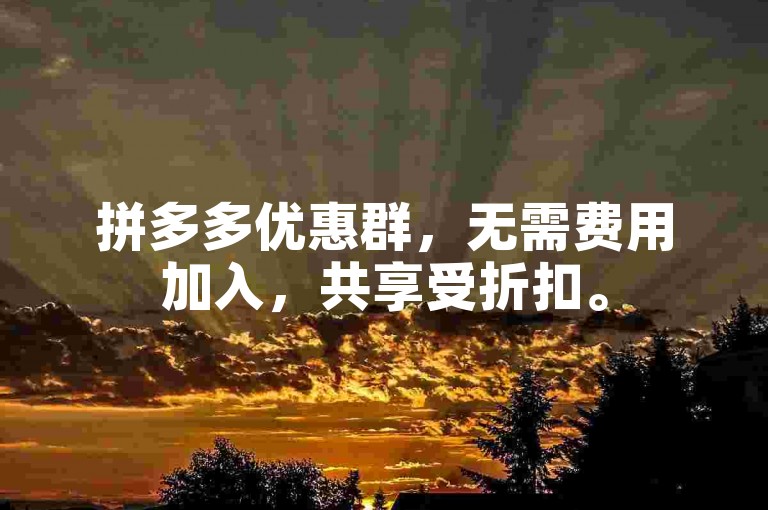 拼多多优惠群，无需费用加入，共享受折扣。